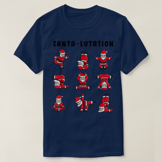 Santa Lutation Merry Christmas Namaste Yoga Lover  T-Shirt (Design Front)