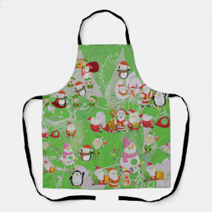Santa Magical Green New Year Apron