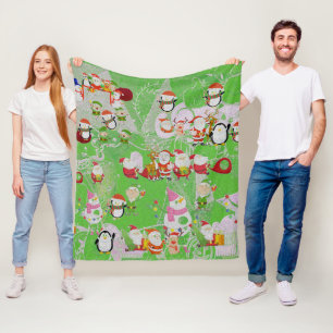 Santa Magical Green New Year  Fleece Blanket