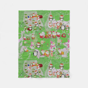Santa Magical Green New Year  Fleece Blanket