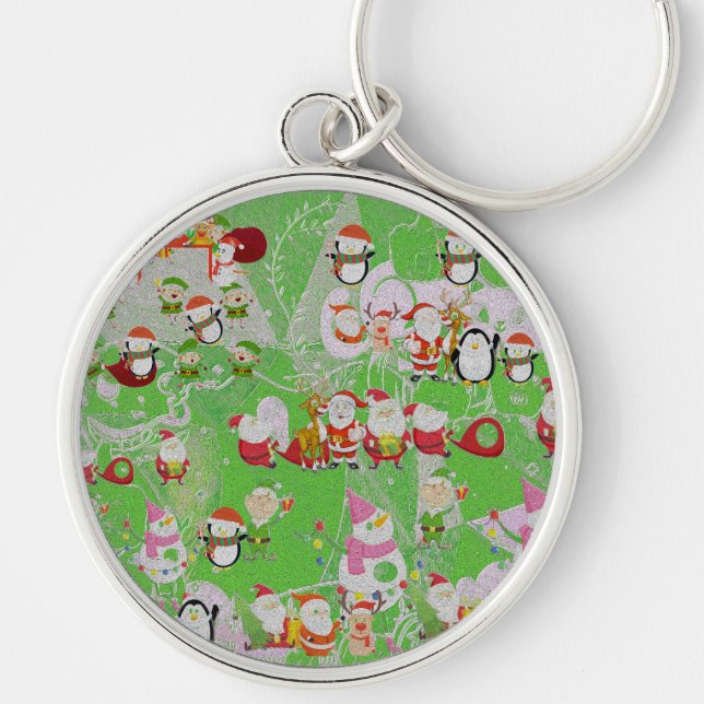 Santa Magical Green New Year  Key Ring (Front)