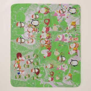 Santa Magical Green New Year Sherpa Blanket