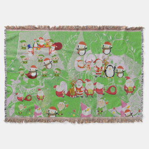 Santa Magical Green New Year Throw Blanket