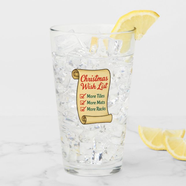 Santa Mahj Knows Your List! Pint Glass (Back Ice)