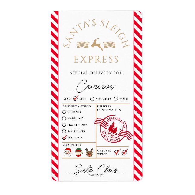 Santa Mail Express Special Delivery Gift Sticker (Front)