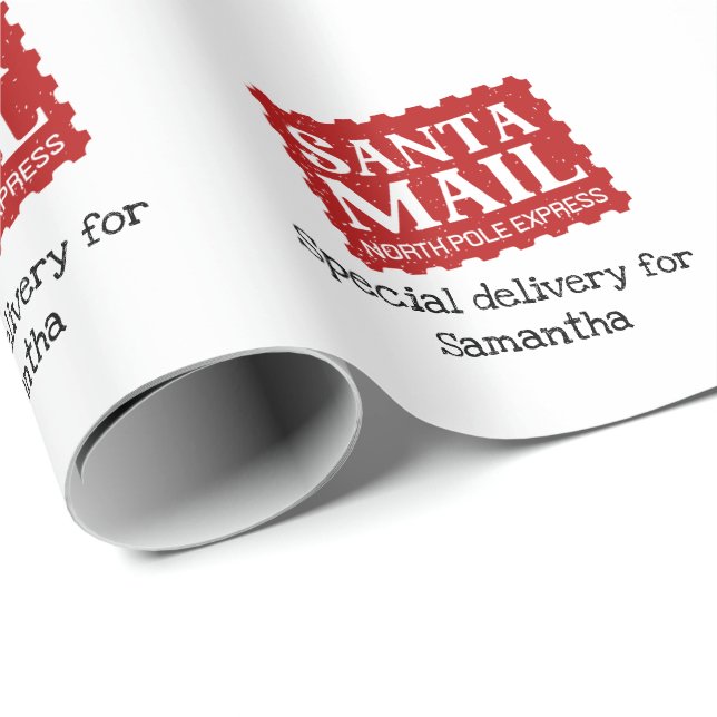 Santa mail special delivery stamp for Christmas Wrapping Paper (Roll Corner)
