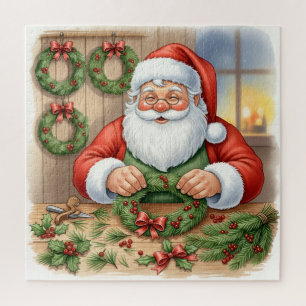 Santa Making Wreaths Christmas Jigsaw Puzzle