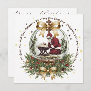 Santa & Manger Christmas Card with Scripture 