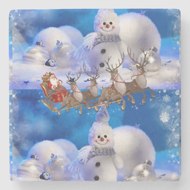 Santa Marble Stone Coaster Christmas (Front)