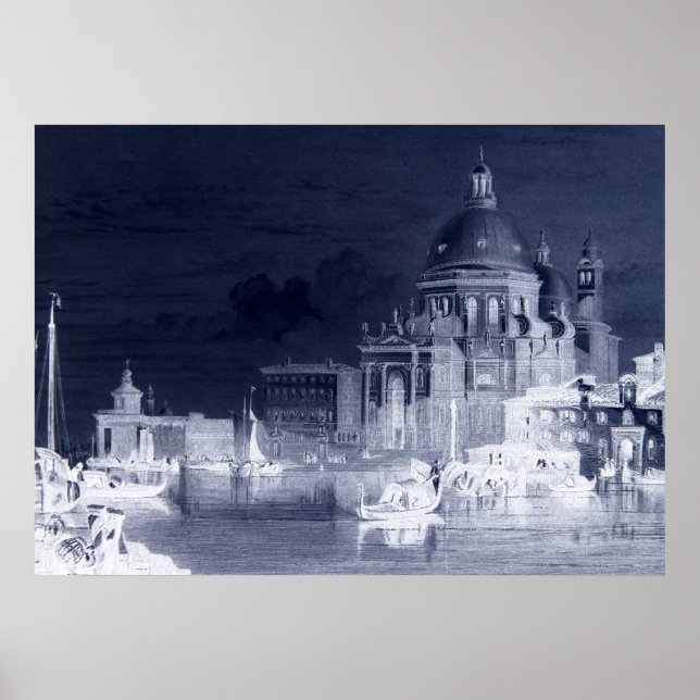 Santa Maria Plague Cathedral Venice Negative Art Poster (Front)