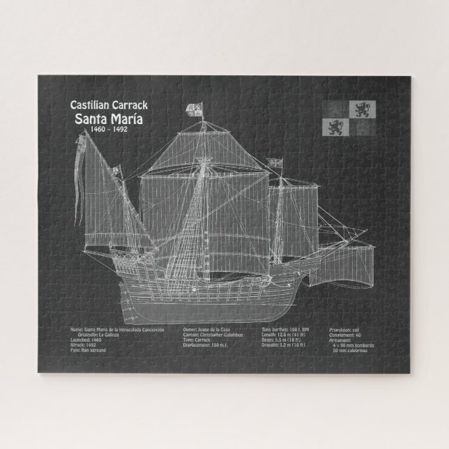 Santa Maria - Ship Blueprint Plans PBD Jigsaw Puzzle (Horizontal)