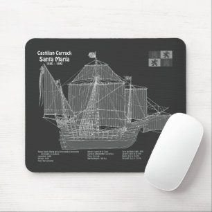 Santa Maria - Ship Blueprint Plans PBD Mouse Pad