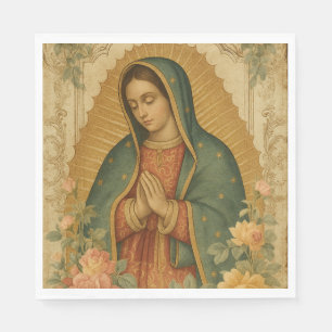 Santa Maria, Virgen de Guadalupe Mother Mary Roses Napkin