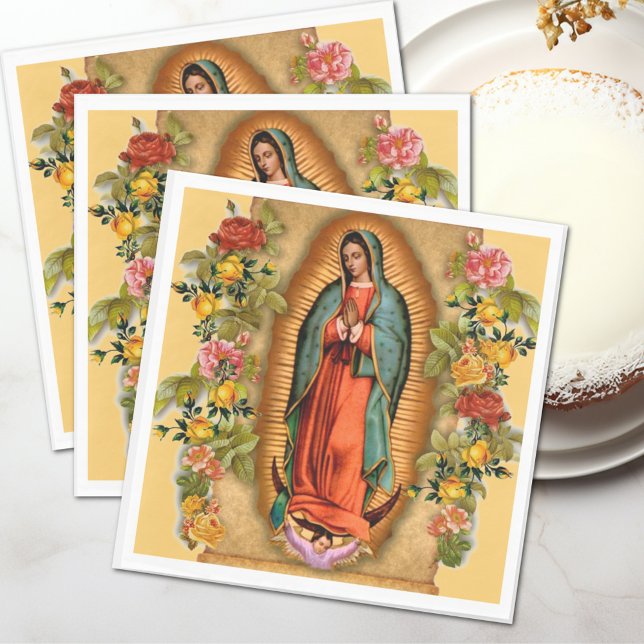 Santa Maria, Virgen de Guadalupe Mother Mary Roses Napkin (Creator Uploaded)