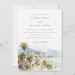 Santa Marta Colombia Watercolor Landscape Wedding Invitation