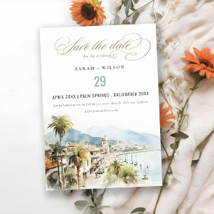 Santa Marta Colombia Watercolor Landscape Wedding Save The Date