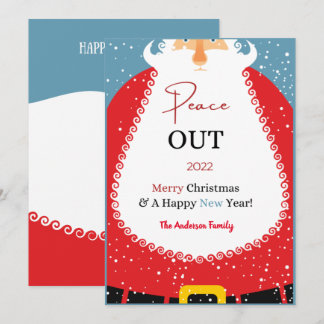 Santa Mask Peace Out 2022 Funny Christmas  Holiday Card