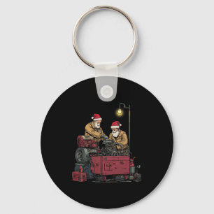 Santa Mechanic Christmas Funny Workshop Engine Rep Key Ring