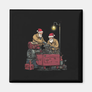 Santa Mechanic Christmas Funny Workshop Engine Rep Magnet