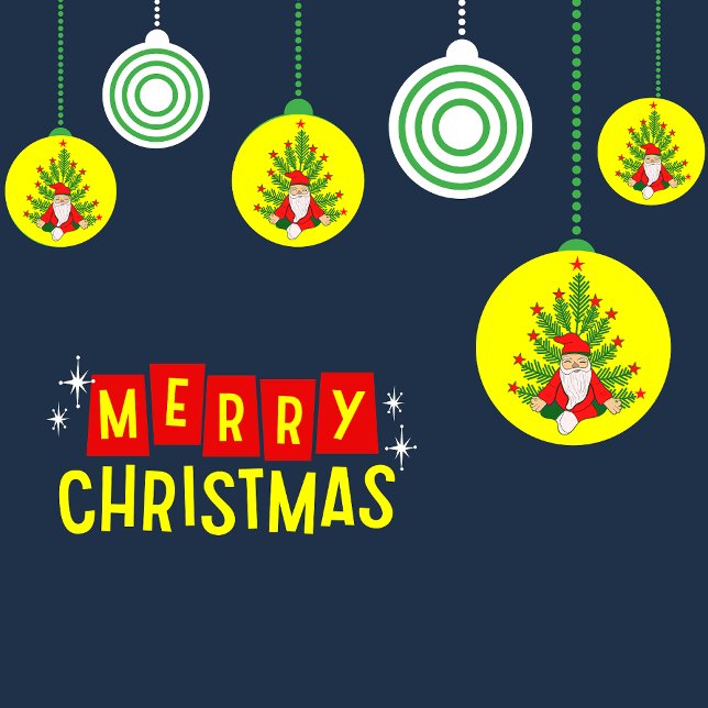 Santa Meditating Under a Christmas Tree Ceramic Ornament (Creator Uploaded)