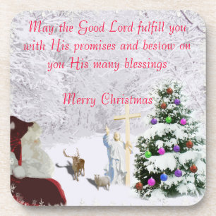 Santa Meets Jesus Coaster