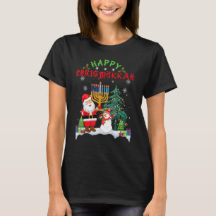Santa Menorah Christmukkah X Mas Christmas Hanukka T-Shirt
