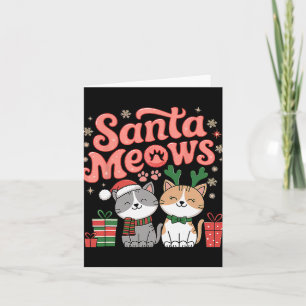 Santa Meows Cute Festive Cats Christmas Happy Anim Card