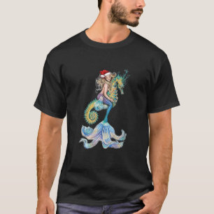Santa Mermaid Ride Seahorse Christmas Xmas Santa H T-Shirt