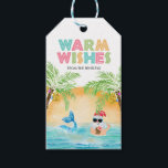 Santa Mermaid Tropical Beach Palms Christmas Gift Tags<br><div class="desc">Tropical "Warm Wishes" Christmas ornament features Santa and a mermaid swimming in the ocean at sunset,  framed by a pair of palm trees decked out in string lights. Santa is sipping a cocktail out of a pineapple and flashing the Hawaiian aloha hang loose sign. Art by KL Stock.</div>