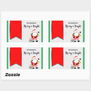 Santa Merry and Bright Rectangular Sticker Labels