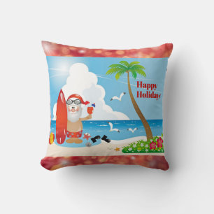Santa Merry Christmas at the Beach Tropical Cushion