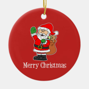 Santa Merry Christmas Cute Cartoon Ceramic Ornamen Ceramic Ornament