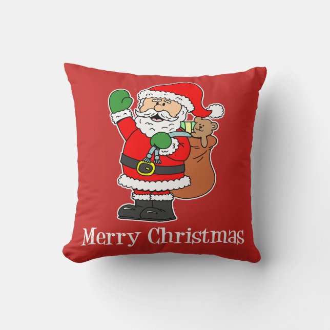 Santa Merry Christmas Cute Cartoon Cushion (Front)