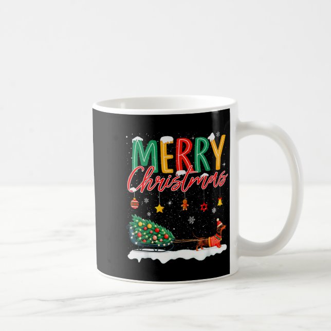 Santa Merry Christmas Dachshund Sleigh Dog Lover X Coffee Mug (Right)