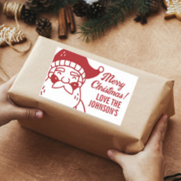 Santa Merry Christmas Gift Rectangular Sticker