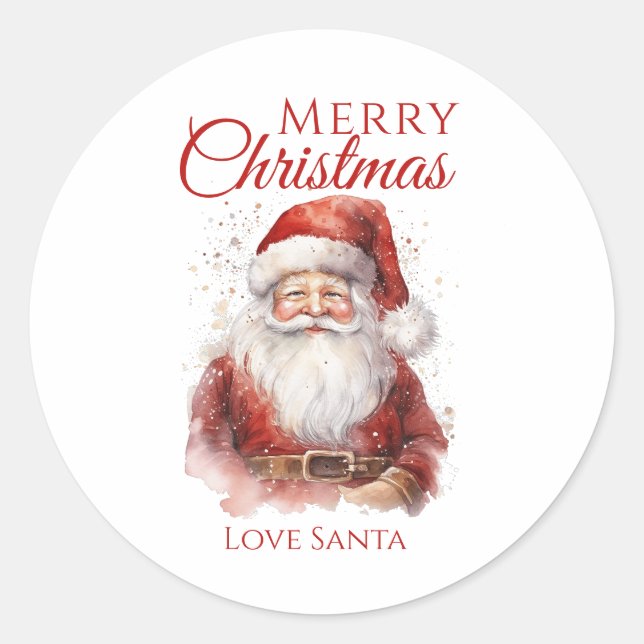 Santa Merry Christmas Kids Classic Round Sticker (Front)
