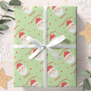 Santa Merry Christmas Personalised Name Wrapping Paper