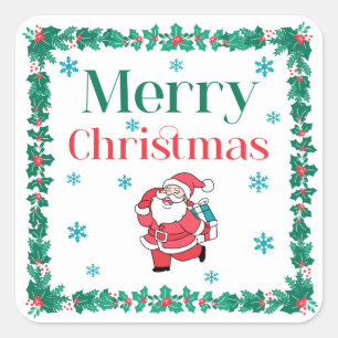 Santa Merry Christmas Square Sticker