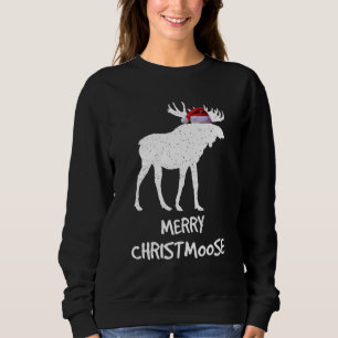 Santa Merry Christmoose Funny Christmas Moose Paja Sweatshirt