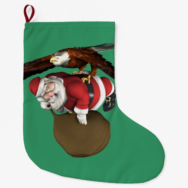 Santa Might Come A Bit Later Large Christmas Stocking (Front)