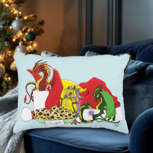Santa Milk Cookies Dragons Decorative Cushion