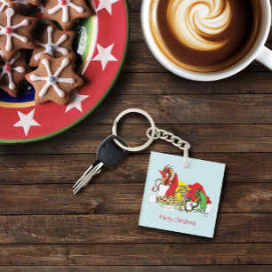 Santa Milk Cookies Dragons Key Ring