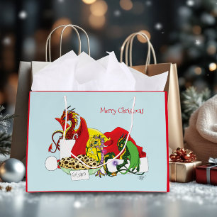 Santa Milk Cookies Dragons Large Gift Bag