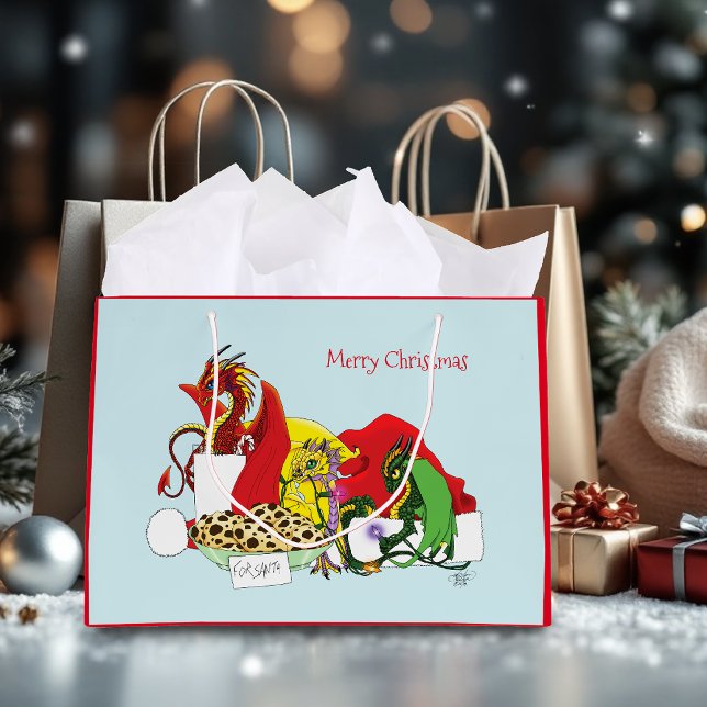 Santa Milk Cookies Dragons Large Gift Bag (Creator Uploaded)