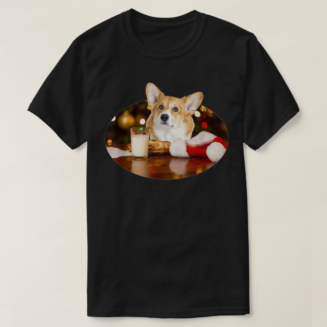 Santa Milk n Cookies Dog Corgi  T-Shirt (Design Front)