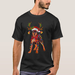 Santa Min Pin Gorgeous Reindeer Light Christmas T-Shirt
