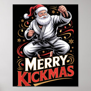 Santa MMA Karate Merry Kickmas Ugly Christmas Jiu Poster