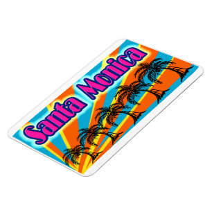 Santa Monica 5 Palm Trees Magnet