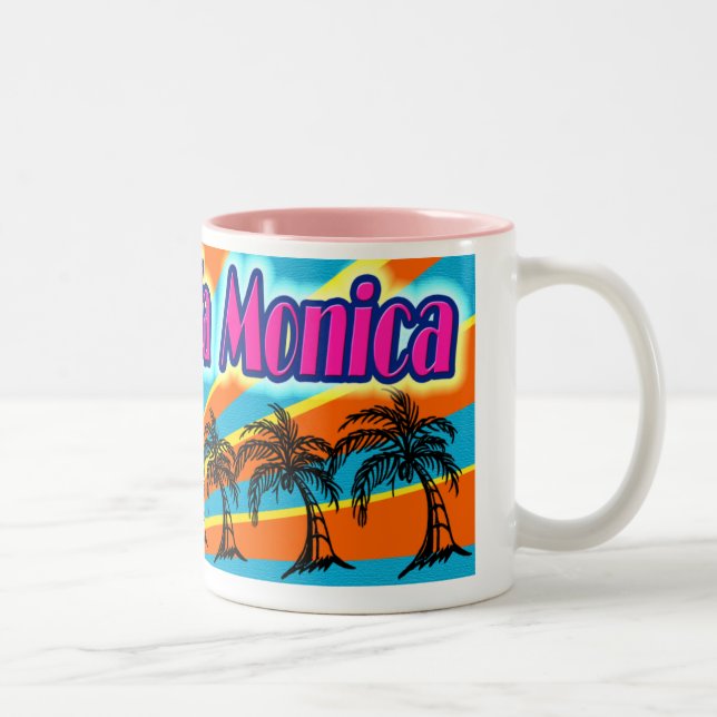 Santa Monica 5 Palm Trees Mug Cup (Right)