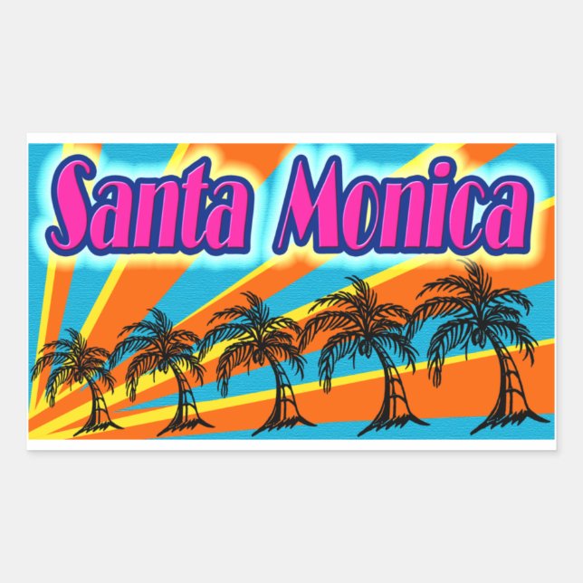 Santa Monica 5 Palm Trees Stickers (Front)